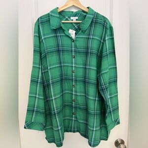 J. Jill Green Plaid Tunic Top